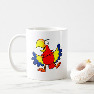 Rolig Färgrik Tecknad Papegojfågel Kaffemugg