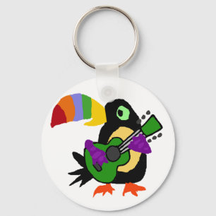 Rolig färgrik Toucan fågel som leker gitarren Nyckelring