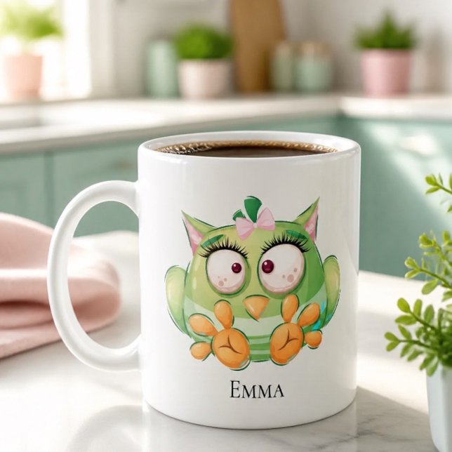Rolig Färgrik Ugglas Personlig Mugg (Skapare uppladdad)