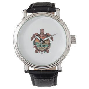 Rolig Farmor Turtle Beach Vintage T-Shirt Design_1 Armbandsur