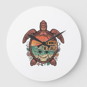 Rolig Farmor Turtle Beach Vintage T-Shirt Design_1 Stor Klocka