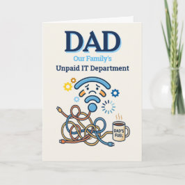 Rolig farsdagskort åt pappa som är obetald IT-avde Kort