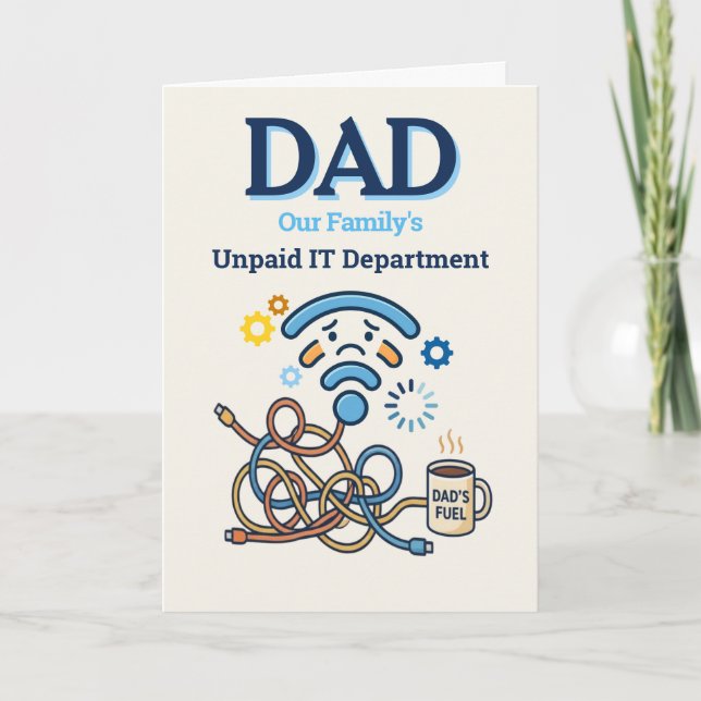 Rolig farsdagskort åt pappa som är obetald IT-avde Kort (Framsida)