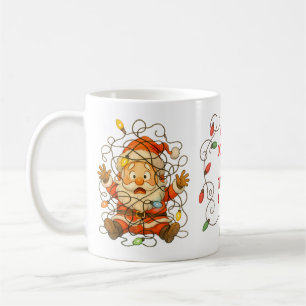 Rolig Fastklämd Tomte Julmugg Kaffemugg