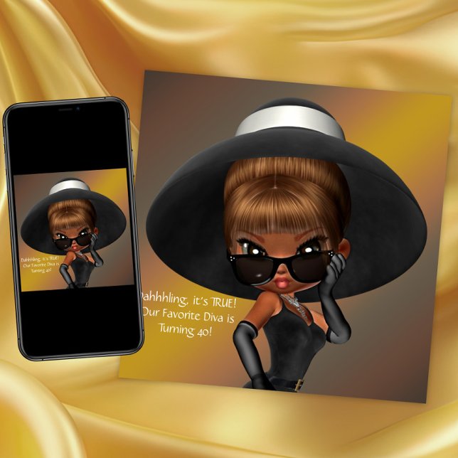 Rolig Favorit Diva Födelsedagsfest Inbjudningar (Diva birthday invitation any occasion invitation. Instant download & printed invitation available.)