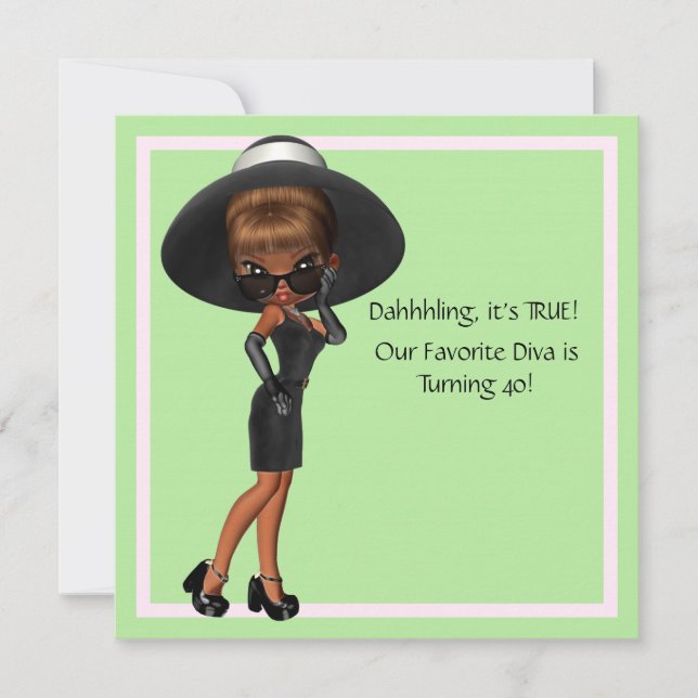 Rolig Favorit Divas Kvinnas 40-årsfest Inbjudningar (Framsida)