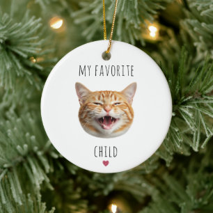 Rolig Favorit Pälsbarn Anpassad Katt Ansikte Julgransprydnad Keramik