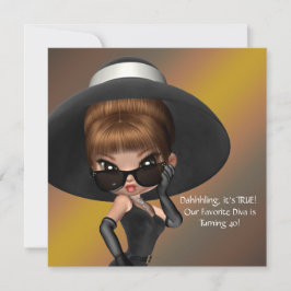 Rolig Favoritdiva Kvinnas Svarta 40-årsfest Inbjudningar