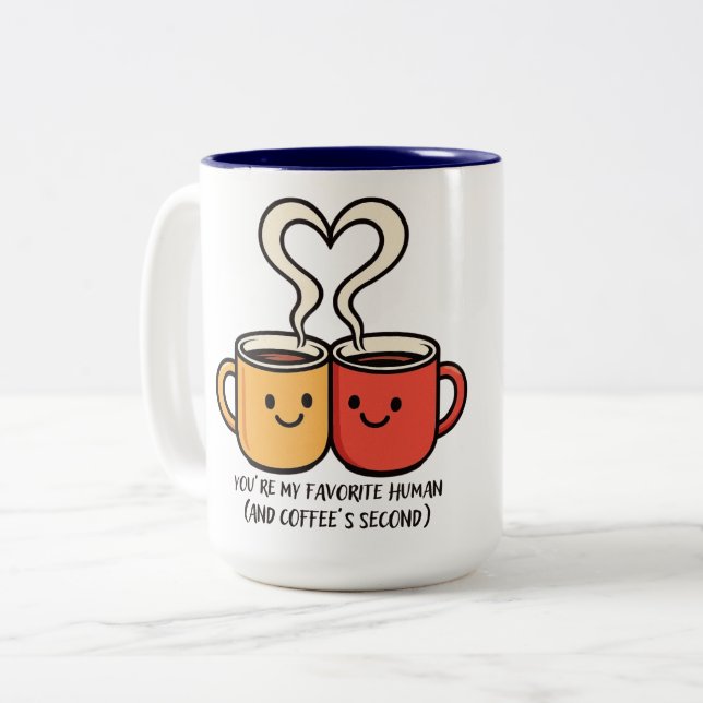 Rolig favoritmänniska & kaffecitat kopp för par (Framsida vänster)