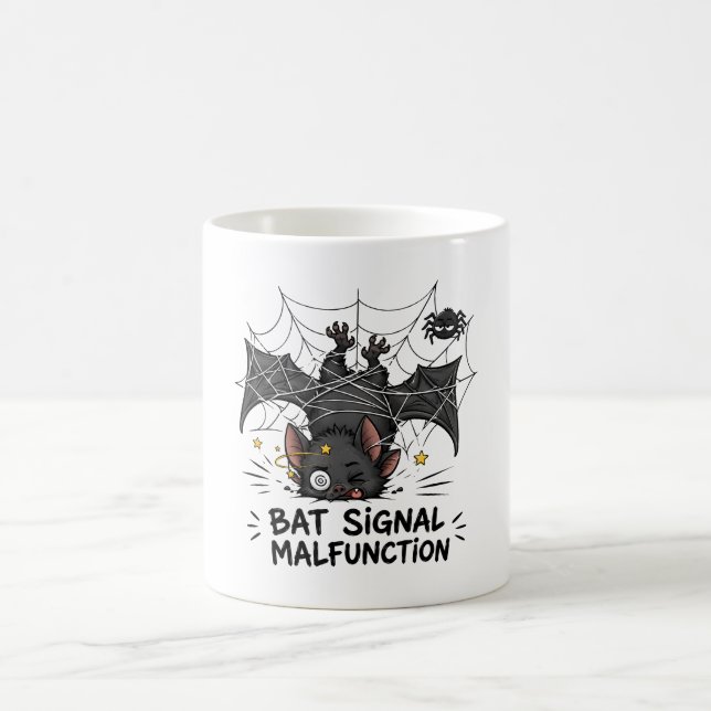 Rolig felfunktion för fladdermussignal Halloween Kaffemugg (Center)