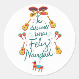 Rolig feliz navidad runt klistermärke