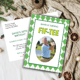 Rolig Fem-Tio Golf 50-årsdag Inbjudan Vykort