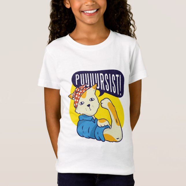 Rolig Feminist Rosa Nitar-Katt FORTSÄTTER Motstå T Shirt (Framsida)