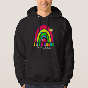 Rolig femte klass regnbåge färgglatt tillbaka till hoodie