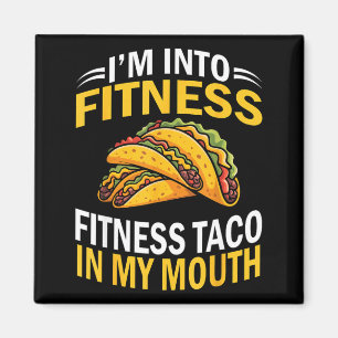 Rolig femte maj-taco i munnen för fitness magnet