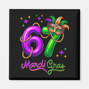 Rolig Festiv 67 Mardi Gras Festa Ballonger Pärlor Magnet