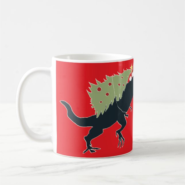 Rolig Festlig Dino Jul Kaffemugg (Vänster)