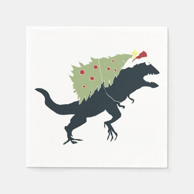 Rolig Festlig Dino Jul Pappersservett (Framsidan)