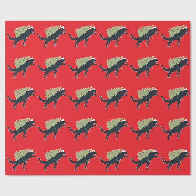 Rolig Festlig Dino Jul Presentpapper (Platt)