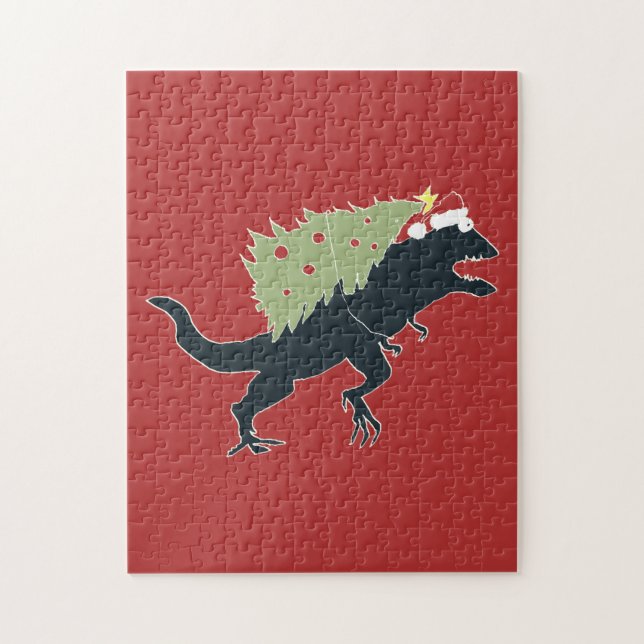 Rolig Festlig Dino Jul Pussel (Vertikal)