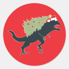 Rolig Festlig Dino Jul Runt Klistermärke