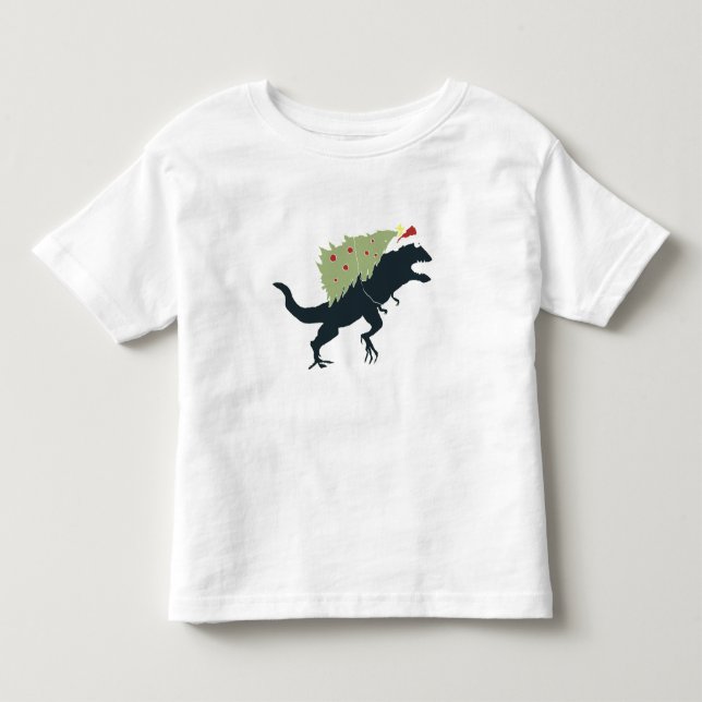 Rolig Festlig Dino Jul T Shirt (Framsida)