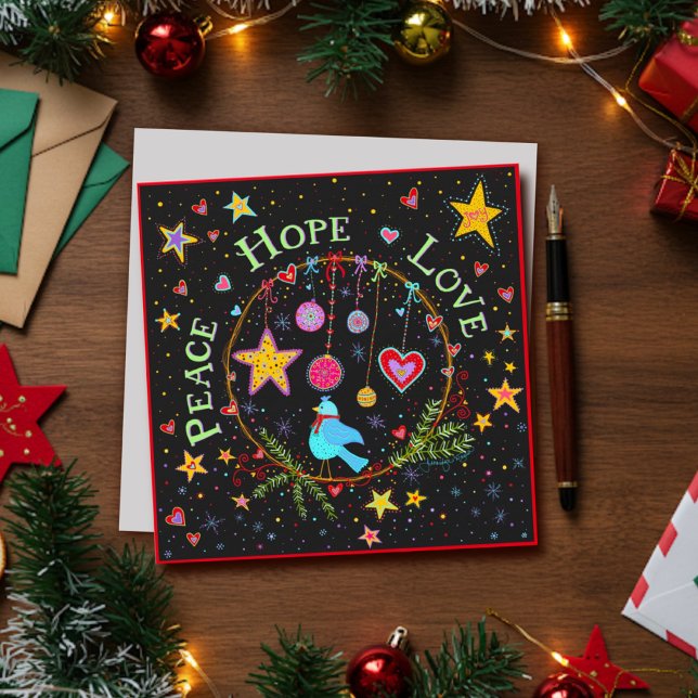Rolig Festlig Folklig Fred Förhoppning Kärlek Jul Julkort (Skapare uppladdad)