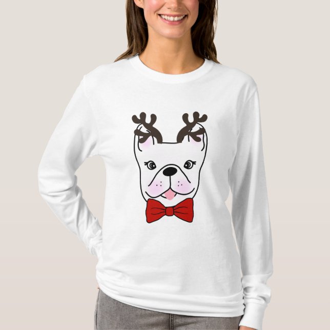 Rolig festlig Frenchie. T Shirt (Framsida)