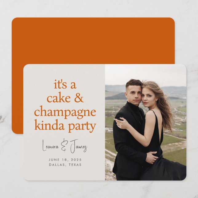 Rolig fet typografi Bränd orange bröllop Spara Datumet (Fram/baksida)