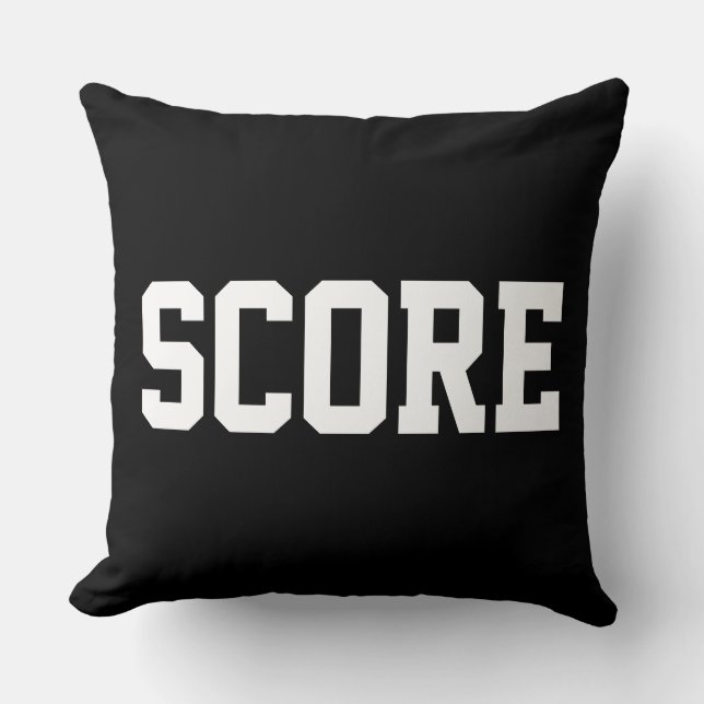 Rolig fet vit atletisk SCORE-text på modern svart Kudde (Framsida)