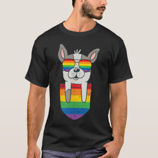 Rolig ficka söt hund HBT Djur regnbågsflagga T Shirt