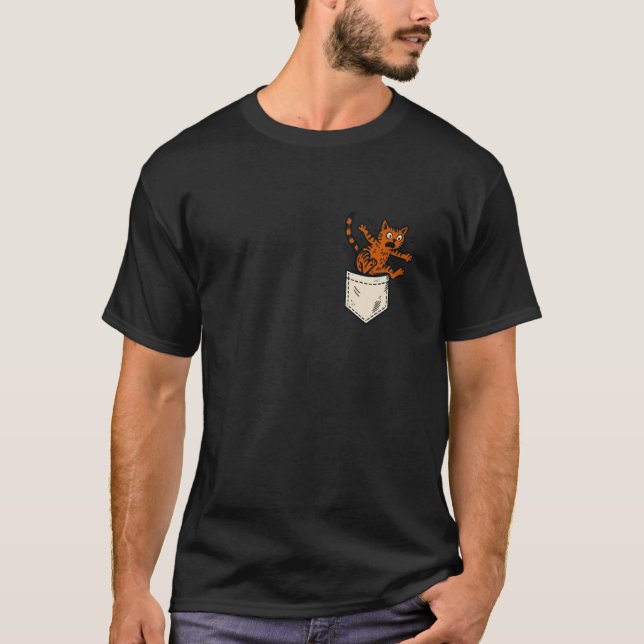 Rolig fickkatt kattunge t shirt (Framsida)