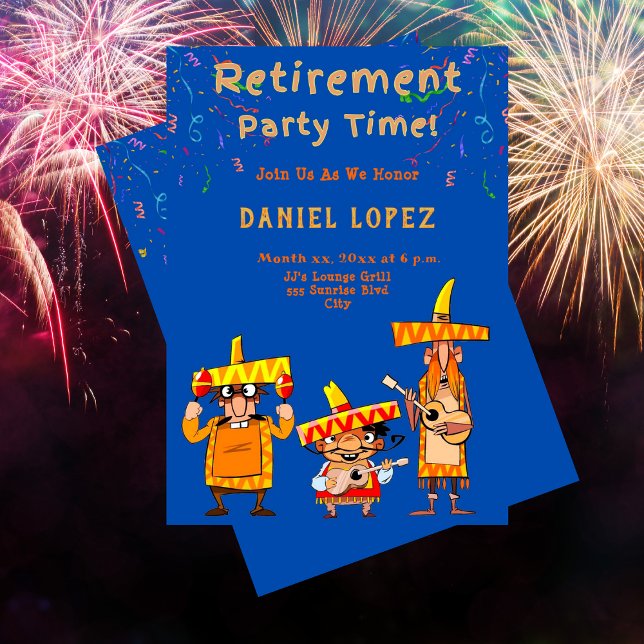 Rolig Fiesta Pensionärsfest Inbjudan (Funny Retirement Party Invitation Fiesta)