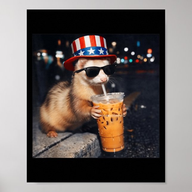 Rolig Filler Iced Coffee Meme Retro Urban Gen Z Poster (Framsidan)