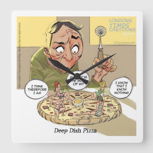 Rolig filosofi Deep Dish Pizza Väggur (Framsida)