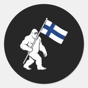 Rolig finsk Bigfoot Sasquatch bärande Finland Runt Klistermärke