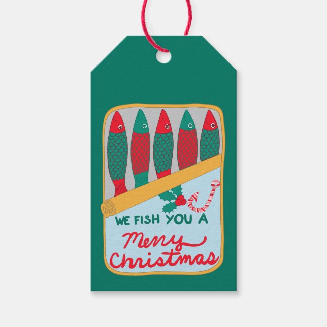 Rolig Fisch jul Presentetikett (Framsidan)