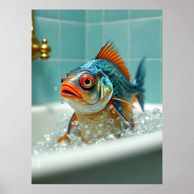Rolig fisk i badet poster (Framsidan)