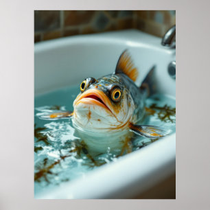 Rolig fisk i badet poster