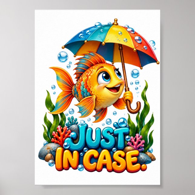 Rolig Fisk Med Paraply Poster (Framsidan)