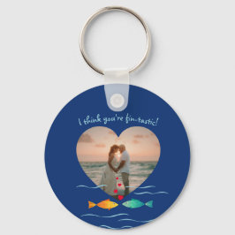 Rolig fisk Puns Anpassad foto Alla hjärtans dag Nyckelring