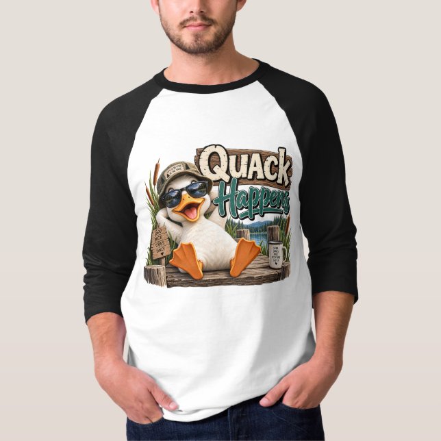 Rolig fiskande anka design t shirt (Framsida)