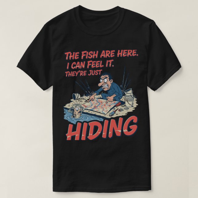 Rolig Fiskare Fiskar Döljer Konspiration  T Shirt (Design framsida)