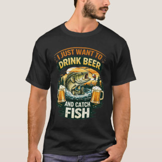 Rolig fiskare ölfavorit fiskehumor t shirt