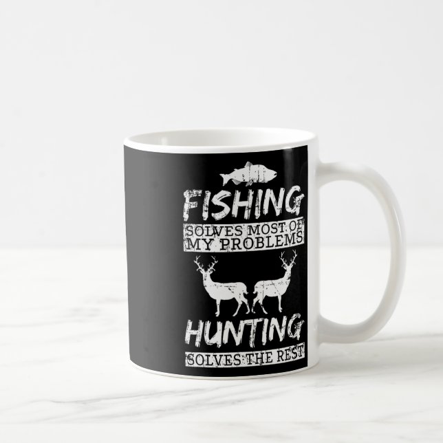 Rolig Fiske Jakt Löser Problem Fisk Hjort Stor Kaffemugg (Höger)