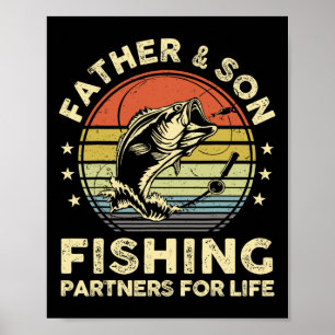 Rolig fiske skjorta pappa son matchande B fisk pap Poster