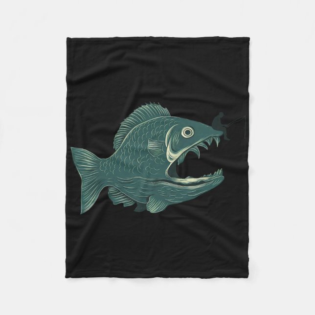 Rolig Fiske Stor Rolig Fisk Med Fiskare Fiskar Fleecefilt (Framsidan)