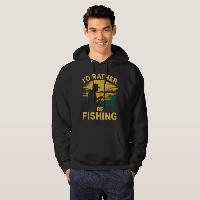 Rolig fiske T-shirt för män Hoodie (Hel framsida)