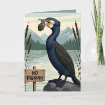 Rolig fiskebursdagskort i rolig WPA-konststil