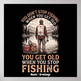 Rolig fiskecitat Vintage utomhusman pensionering Poster